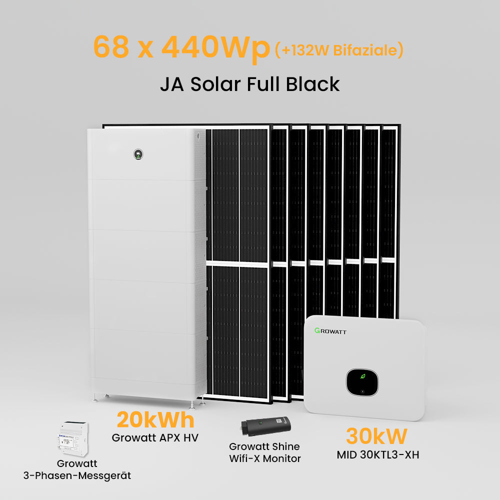 Growatt MID TL3-XH Hybrid-Wechselrichter, APX Solarspeicher, 46-69 stücke Solarmodule, 3-phasig