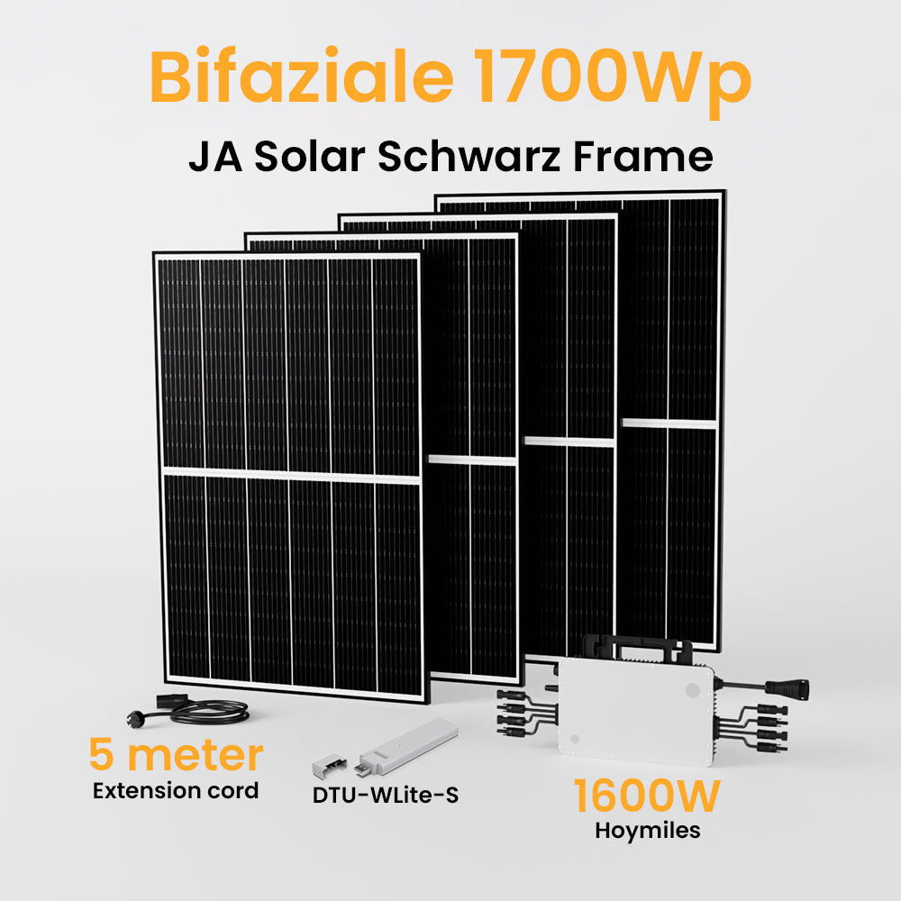 Mini-Solaranlage Hoymiles Wechselrichter 1600W, JA Solar Solarmodule 1700/1720/1740Wp