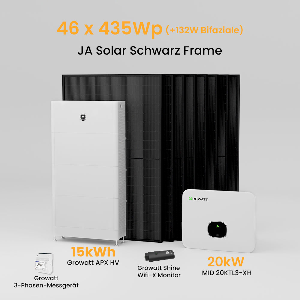 Growatt MID TL3-XH Hybrid-Wechselrichter, APX Solarspeicher, 46-69 stücke Solarmodule, 3-phasig