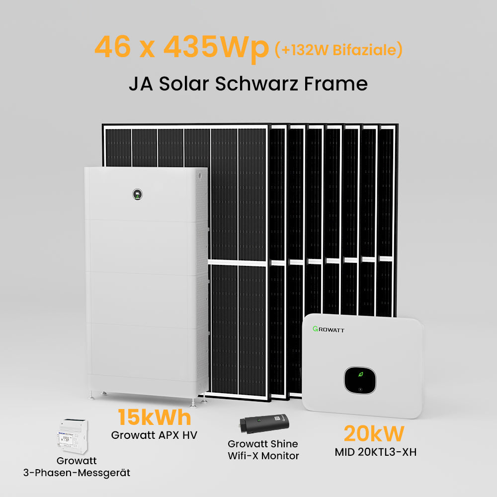 Growatt MID TL3-XH Hybrid-Wechselrichter, APX Solarspeicher, 46-69 stücke Solarmodule, 3-phasig