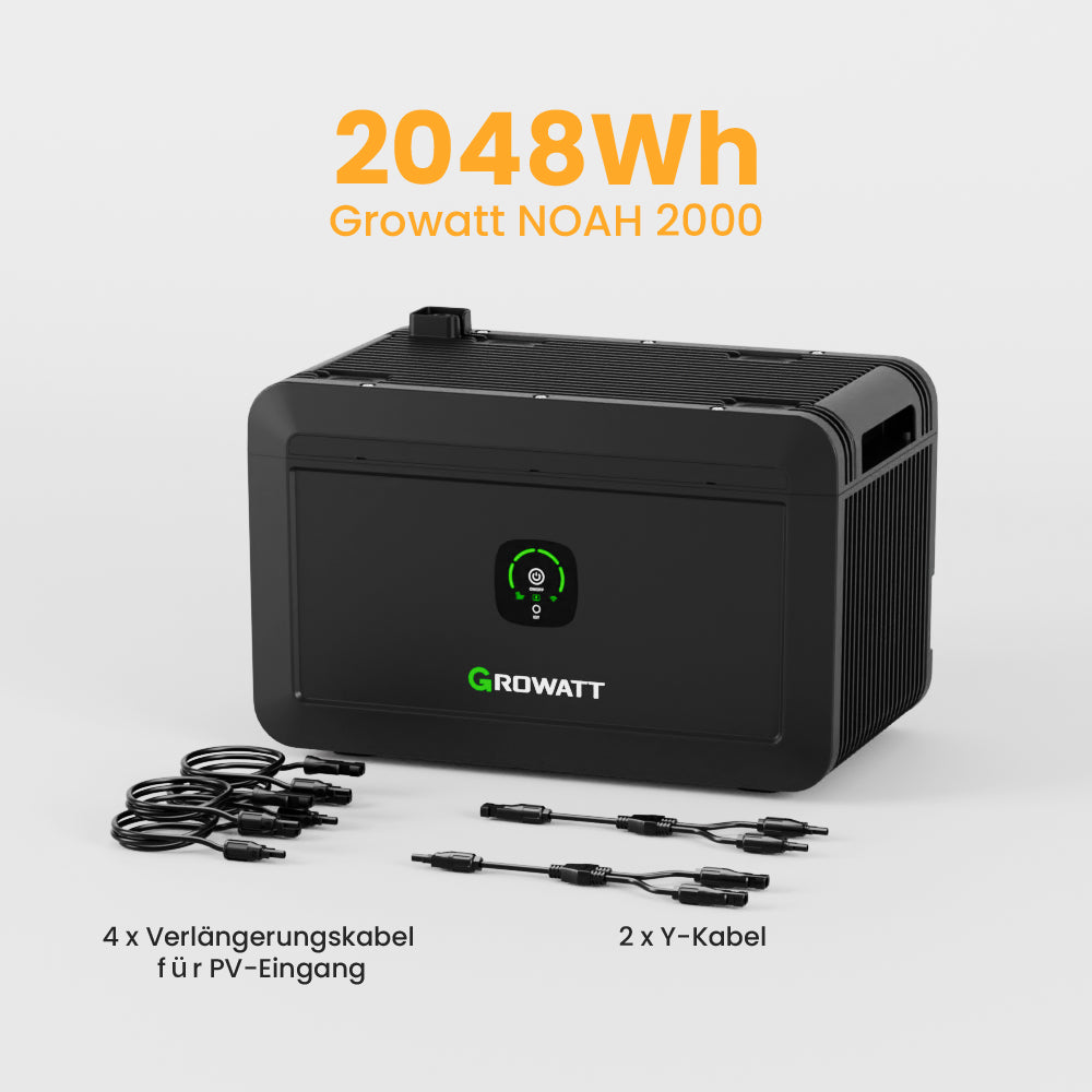 Growatt NOAH 2000 Balkonkraftwerk mit Speicher, 2048/4096/6144/8192Wh, 880/1760W TW Black Frame