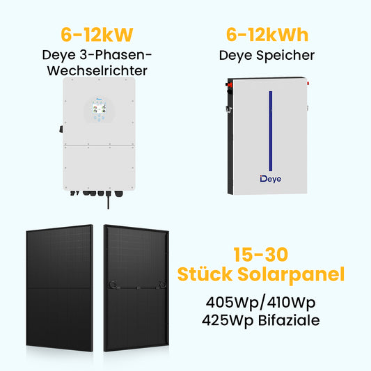 Deye Niederspannung Speichersystem, 6-12kW / 6-12kWh / 15-30 stücke Solarmodule, 3-phasig