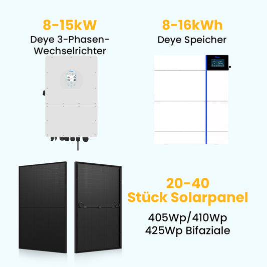 Deye Hochspannung Speichersystem, 8-15kW / 8-16kWh / 20-40 stücke Solarmodule, 3-phasig