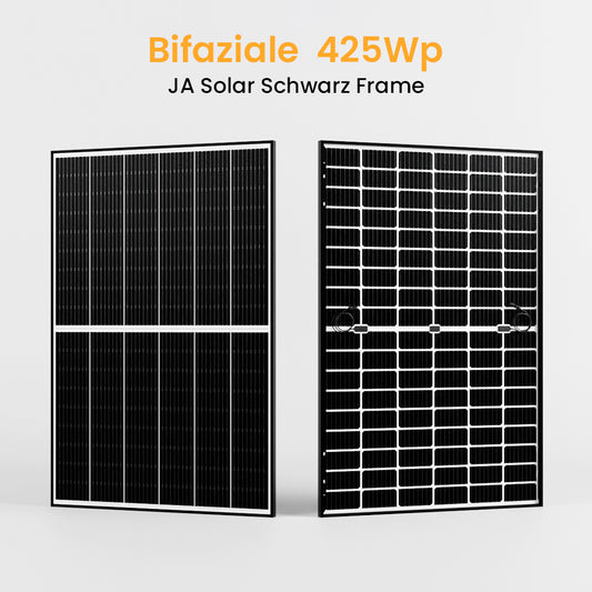 JA Solar 425W Black Frame Paneel Bifaziale N-Doppelglas-Monomodul Solarmodul