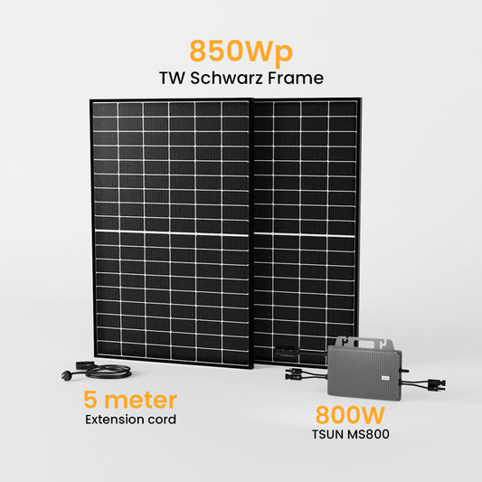 Balkonkraftwerk 850Wp TW Black Frame Solarmodul, 800W TSUN Wechselrichter