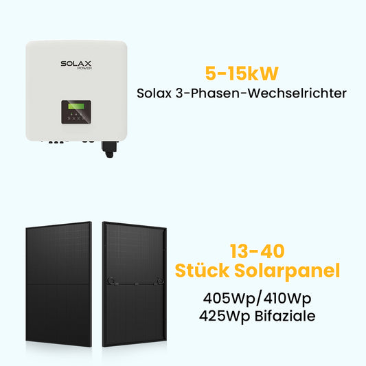 Solax Power X3 HYBRID G4-Photovoltaikanlage, 5-15kW / 13-40 stücke Solarmodule, 3-phasig