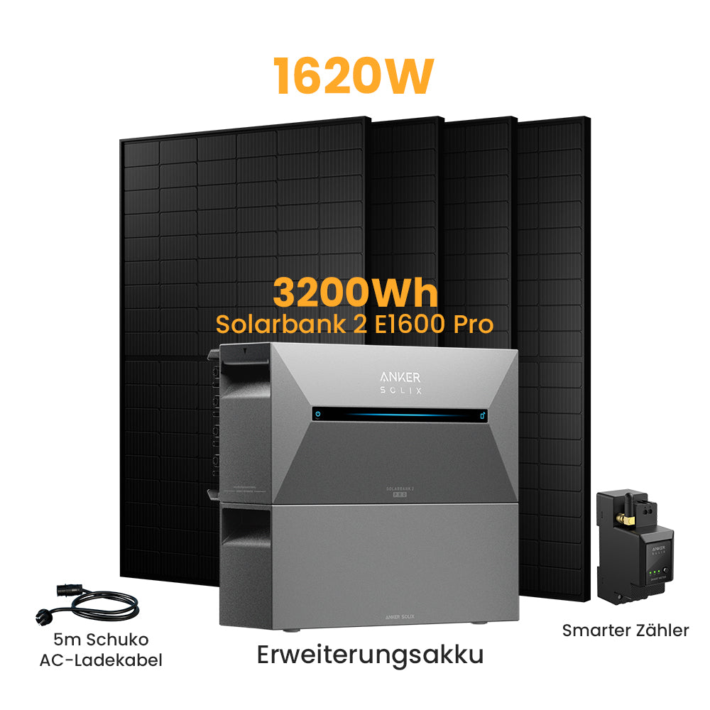 Anker Solix Solarbank 2 E1600 Pro 3200Wh Balkonkraftwerk Set
