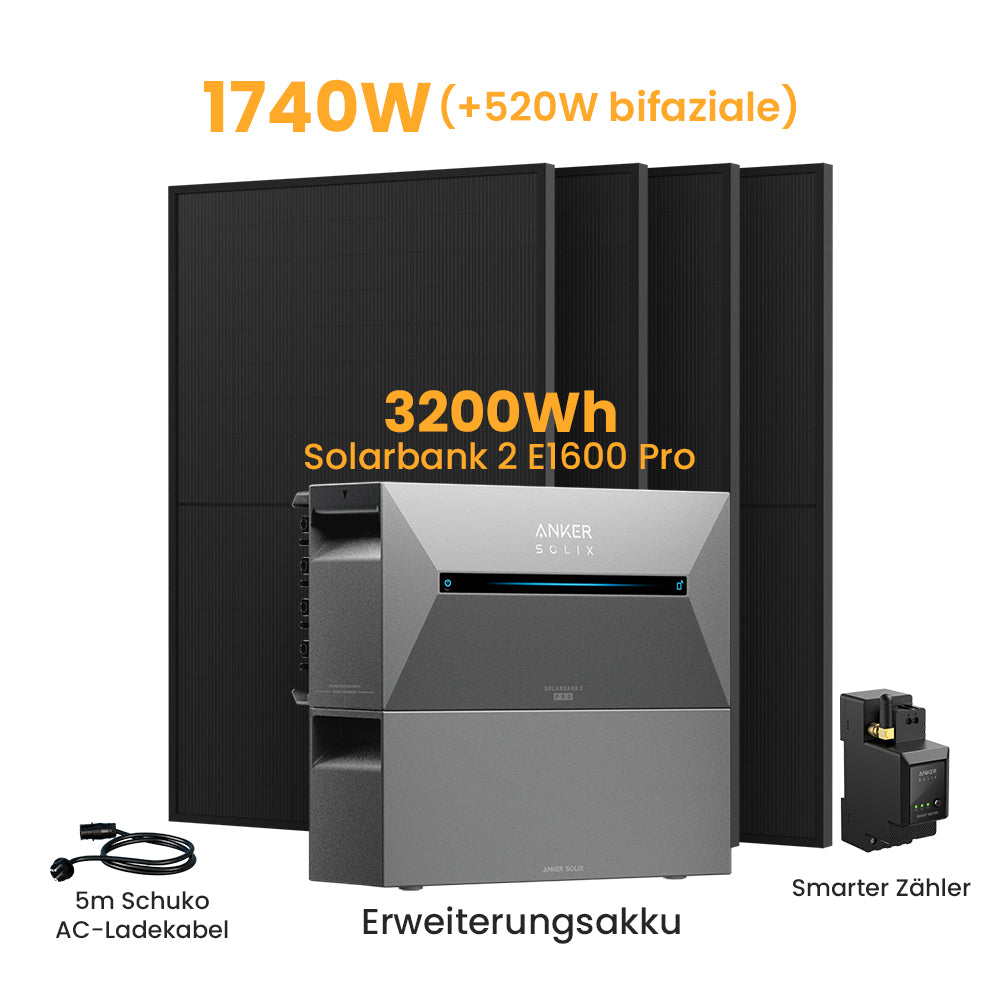 Anker Solix Solarbank 2 E1600 Pro/Plus Balkonkraftwerk Set
