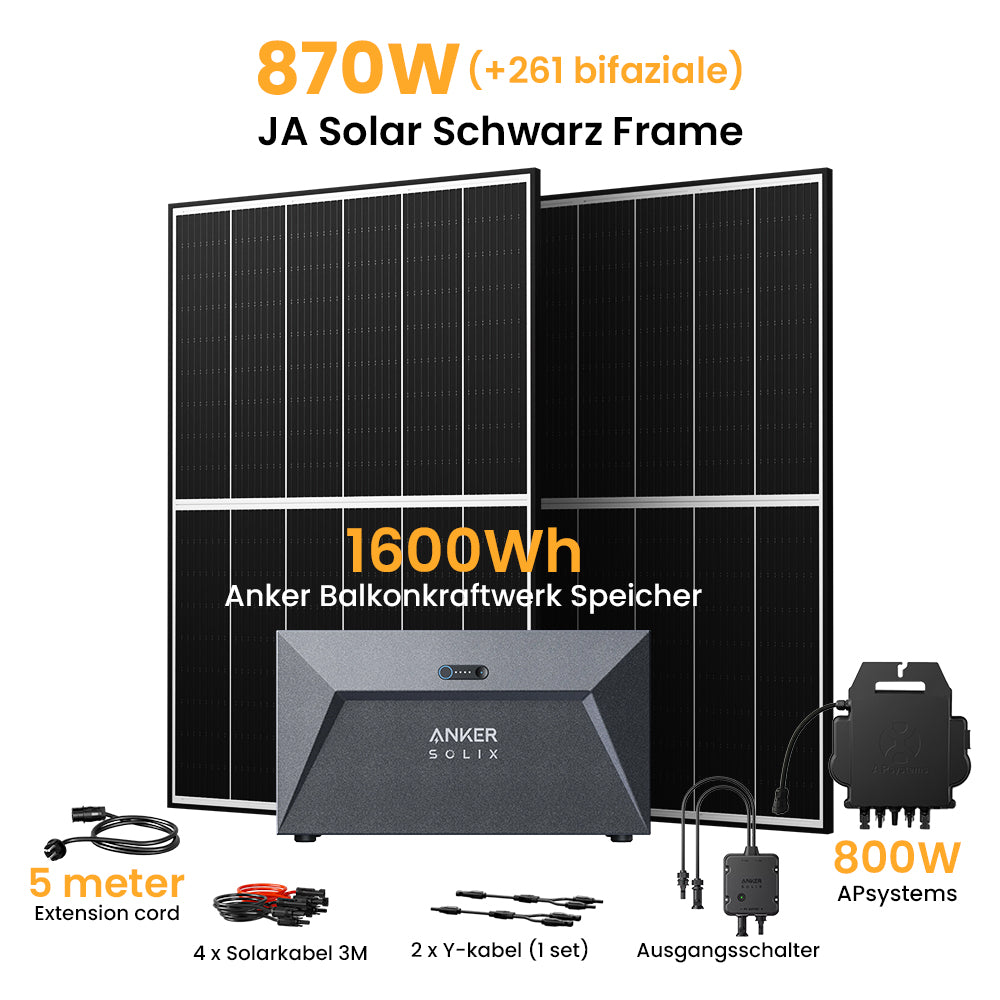 Anker SOLIX Solarbank E1600, 800W Growatt/Apsystems, 870/880 Bifaziale Solarmodule