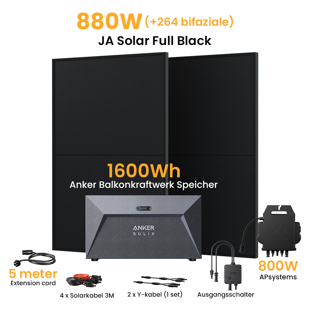 Anker SOLIX Solarbank E1600, 800W Growatt/Apsystems, 870/880 Bifaziale Solarmodule