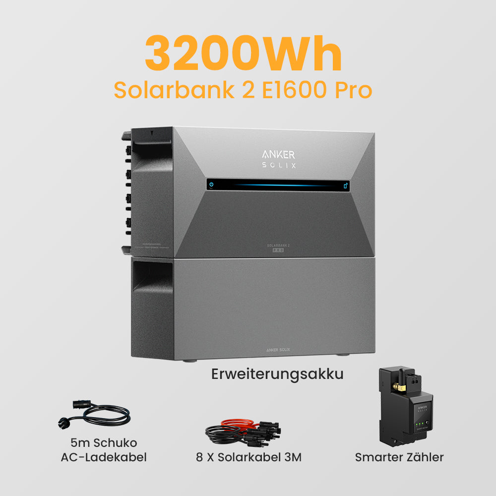 Anker Solix Solarbank 2 E1600 Pro Balkonkraftwerk Batteriespeicher, mit Smarter Zähler