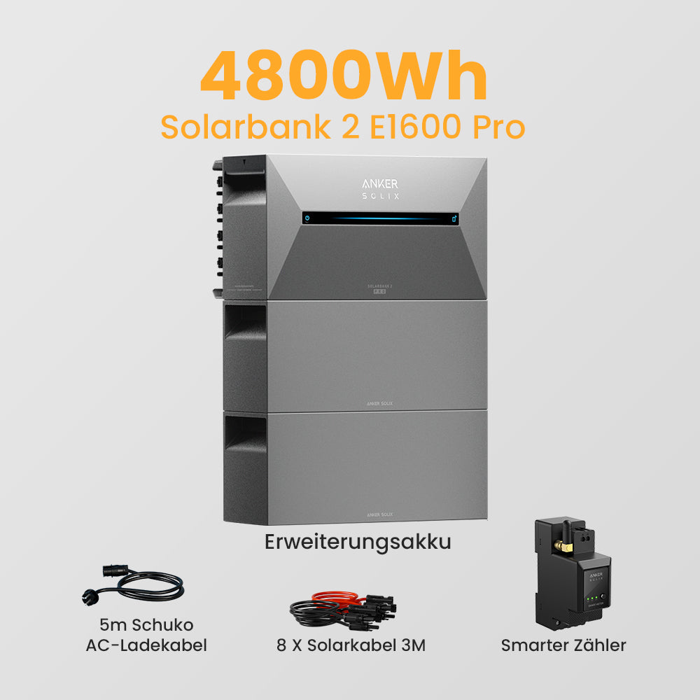 Anker Solix Solarbank 2 E1600 Pro Balkonkraftwerk Batteriespeicher, mit Smarter Zähler