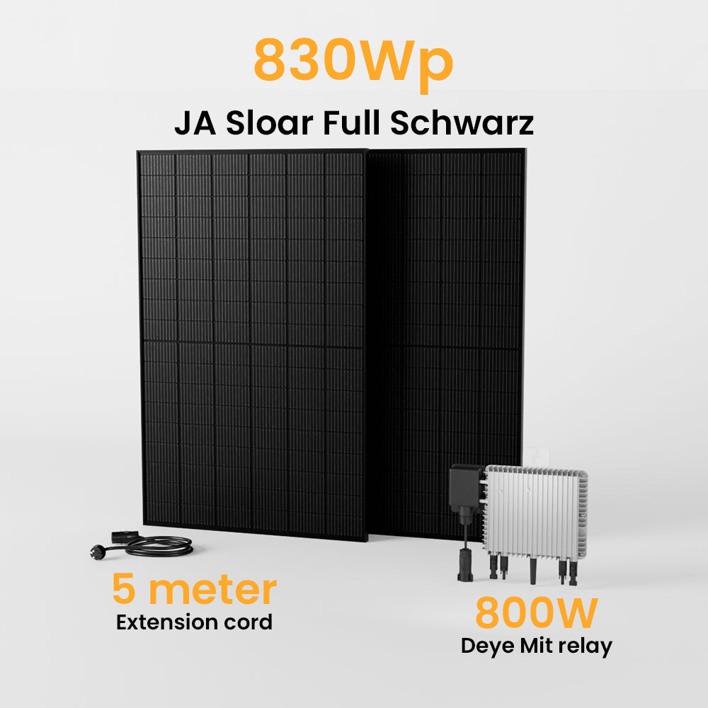 Balkonkraftwerk 800W Deye Wechselrichter, JA Solar Solarmodul 830/850/860/870Wp Bifaziale