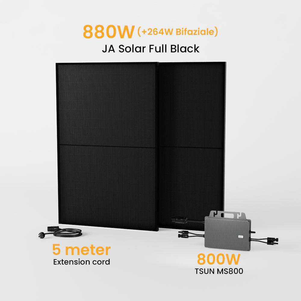 Powerness Basic Balkonkraftwerk Set, 880Wp Bifaziale Solaranlage, 800W TSUN TSOL-MS800 Wechselrichter, JA Solar Solarmodul deal