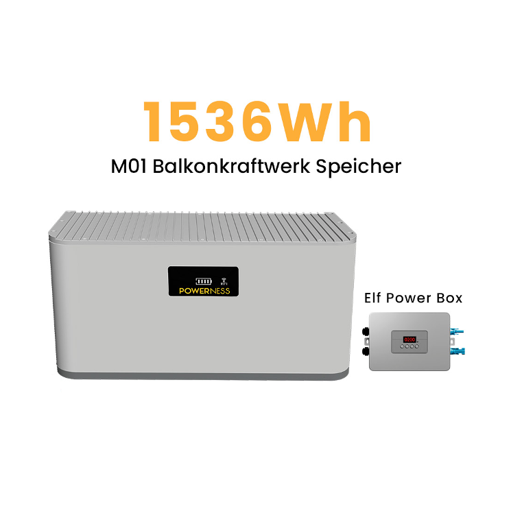 M01 Balkonkraftwerk Speicher, Kapazität von 1536Wh, MPPT-Regler integriert, Maximale Eingangsleistung 1000W, 6000+ Ladezyklen & 15 Jahre Lebensdauer