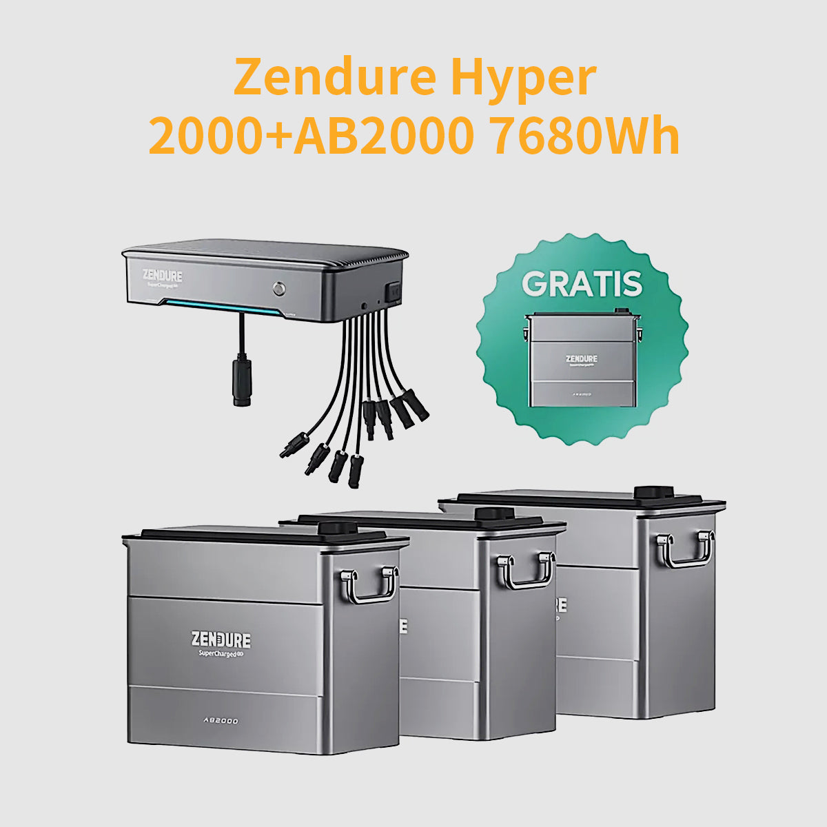 Zendure SolarFlow Hyper 2000 Wechselrichter 1800W mit Stromspeicher AB2000 1920Wh LiFePO4 Akku