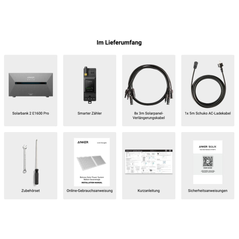 Anker Solix Solarbank 2 E1600 Pro 1600Wh Balkonkraftwerk Set, 870/880/1740/1760W Bifaziale Solarmodule, mit Smarter Zähler